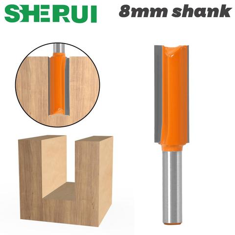 1pcs 8mm ShankThe diameter of 14mm Double Flute Straight Bit Milling Cutter for Wood Tungsten Carbide Router Bit Woodwork Tool ► Photo 1/6