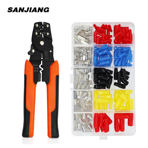 Multifunctional Crimping Pliers Stripping Cutting Tool 130PCS Cold Pressed Wire Terminal,Pin Connection,C45 Copper Wire Nose ► Photo 1/6