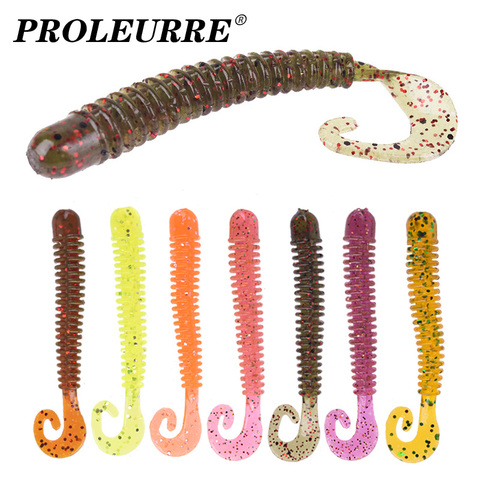 20pcs/Lot Fishing Wobblers Worm Curly Jig Soft Lures 6.5cm 1.5g Smell With Salt Silicone Artificial Bait Swimbaits Bass Tackle ► Photo 1/6