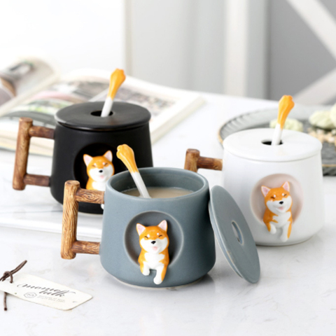 Creative Glass Cartoon Cat Fish Mug With Spoon Lid Cups Drinking