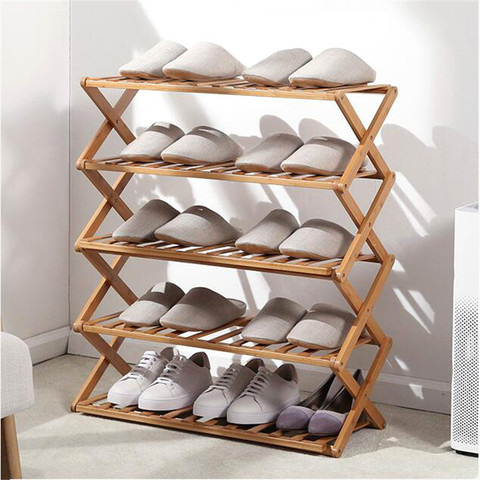 Multi-layer Shoe Rack Foldable Shoes Storage Rack Shoe Shelf Organizer Holder Hallway Dormitory Doorway Bamboo Shoe Cabinet ► Photo 1/6