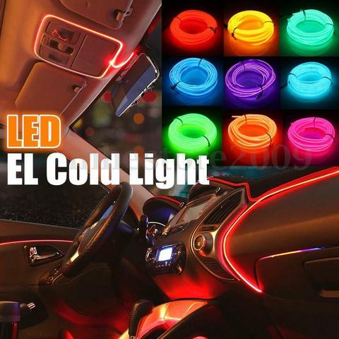 1~5M Neon LED Light Glow Flat Edge EL Wire String Strip Rope Tube Light Car Interior Atmosphere Decor Lamp  decorated prop ► Photo 1/6