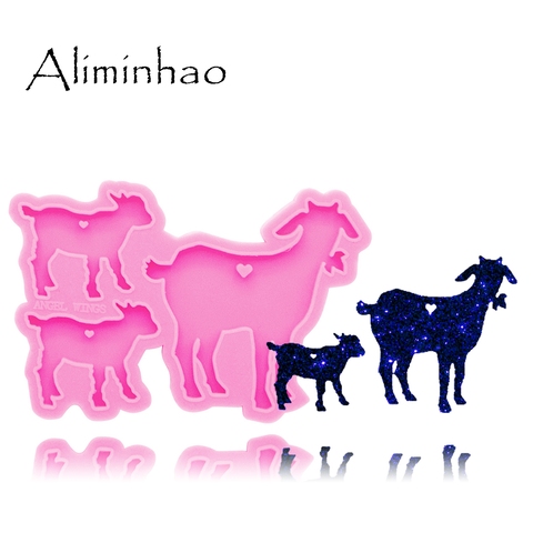 DY0281 Shiny Goat family Silicone Molds DIY Sheep Dad/mom/baby resin epoxy keychains Mould for fashion jewelry keychains ► Photo 1/6