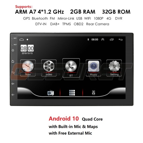 Android 10 2 Din Car radio Multimedia Video Player Universal auto Stereo GPS MAP For Nissan Hyundai Kia toyota ► Photo 1/6