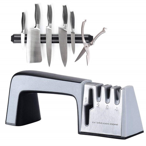 Kitchen Knife Sharpener and Scissor 4-In-1 Knife with Diamond