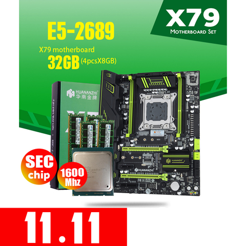 HUANANZHI X79 motherboard  LGA2011 ATX combos E5 2689 CPU  4pcs x 8GB = 32GB DDR3 RAM 1600Mhz PC3 12800R  PCI-E NVME M.2 SSD ► Photo 1/6