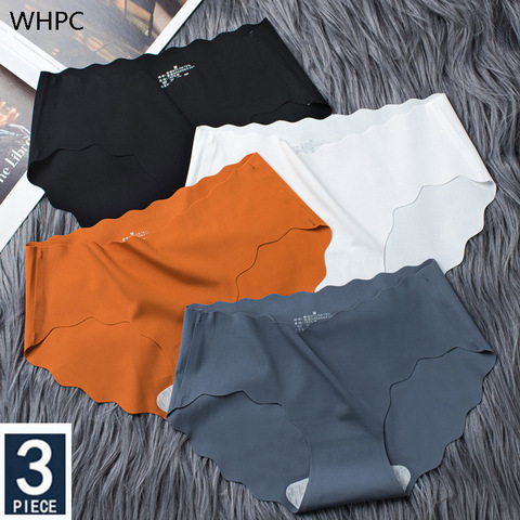 3Pcs/Set Seamless Underwear Slip Silk Women's Plain Color Panties Lady Ruffle Underpants Girls Briefs Smooth Panty Sexy Lingerie ► Photo 1/6