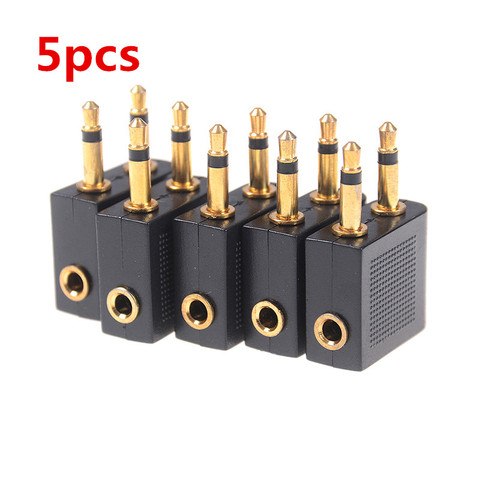 5Pcs/lot 3.5mm Pro Airline Airplane Golden Plated Headphone Jack Plug Adapter ► Photo 1/6