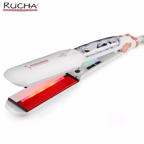 RUCHA Dual Voltage Infrared Steam Hair Straightener 2 Inches Wide Plate Hair Salon Steam Styler Ceramic Tourmaline Flat Iron ► Photo 1/6