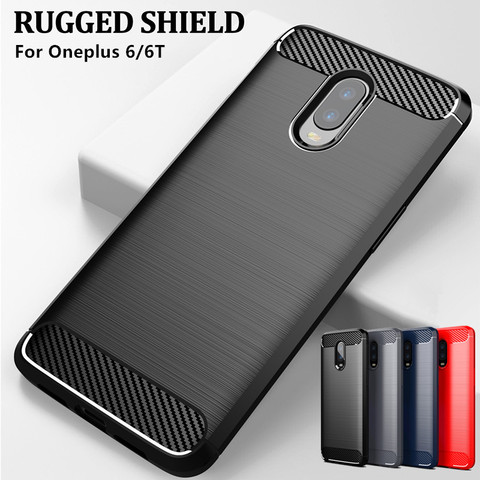 Whyes Silicone Case For Oneplus 6T 6 ShockProof Fitted Carbon Fiber Soft Silicone protector For Oneplus 6 Case shell plain ► Photo 1/6