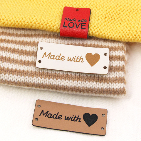 5x2cm Handmade With Love  Labels Tags Leather Label For Clothing 20/50Pcs Knitting Tags For Hats Sewing Accessories DIY ► Photo 1/6