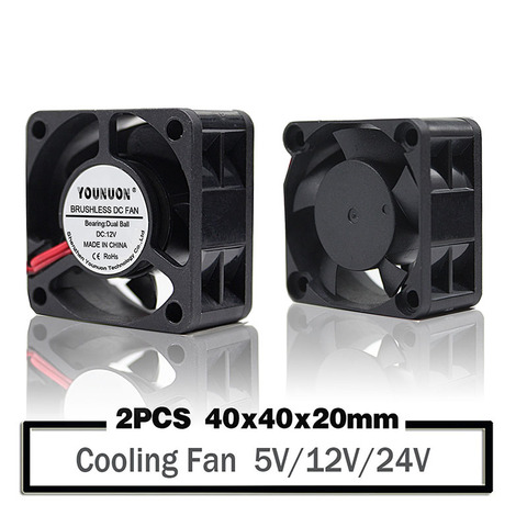 2 Pieces Ball 40mm Cooling Fan 40x40x20mm Cooler 24V 12V 5V 4020 Computer Case Cooling Fan 2PIN 3PIN Heatsink Fan 3D Printer Fan ► Photo 1/6