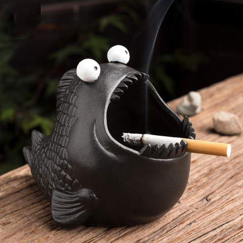 Tao Fan Creative Cute Animal Ceramic Ashtray Piranha Desktop Office Decoration Household Windproof and Fly Ash Car Small Ashtray ► Photo 1/6