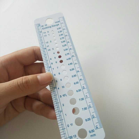 2-10mm Sew Ruler Tools Knitting Needle Gauge Inch cm Ruler Measure