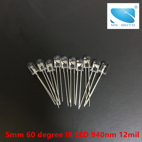 10pcs/lot 940nm 5mm 60 degree Infrared LED Night vision invisible IR diode LED Diodes for 6mm lens 12mil chip 60mA ► Photo 1/6