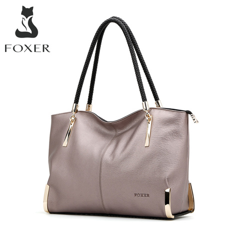 FOXER Brand Women's Cow Leather Handbags Female Shoulder bag designer Luxury Lady Tote Large Capacity Zipper Handbag for Women ► Photo 1/6
