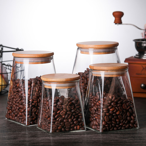 350ml/500ml/750ml/950ml Coffee Jar Tea Jar  sugar jar  glass container  candy jar Storage Container Kitchen Container Cover ► Photo 1/6