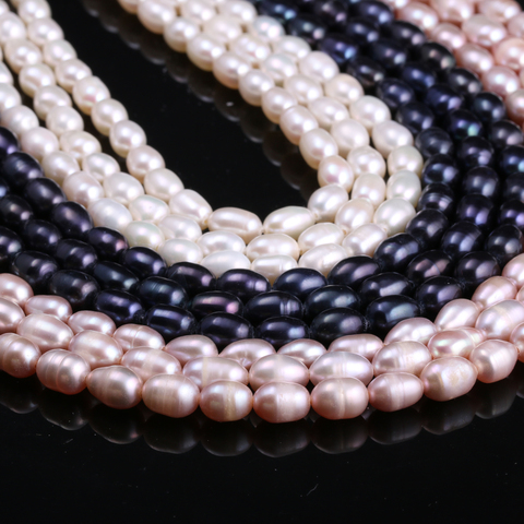 Natural Freshwater Cultured Pearls Beads Rice Shape 100% Natural Pearls for Jewelry Making DIY Strand 13 Inches Size 5-6mm ► Photo 1/6