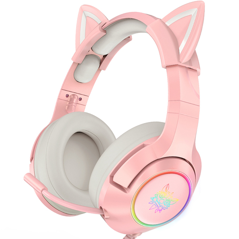 ONIKUMA K9 Pink Gaming Headset For Girls PC Stereo Gaming Headphones with Mic & LED Light For Laptop/ PS4/Xbox One Controller ► Photo 1/6