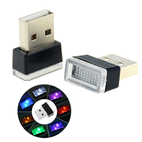 Mini USB Light LED Modeling Car Ambient Light Neon Interior Light Car Jewelry (7 kinds of light colors) ► Photo 1/6
