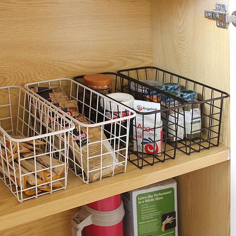 Iron Storage Basket Art Wrought Storage Basket Desktop Bathroom Organizer Holder Home Sundries Container panier de rangement ► Photo 1/6