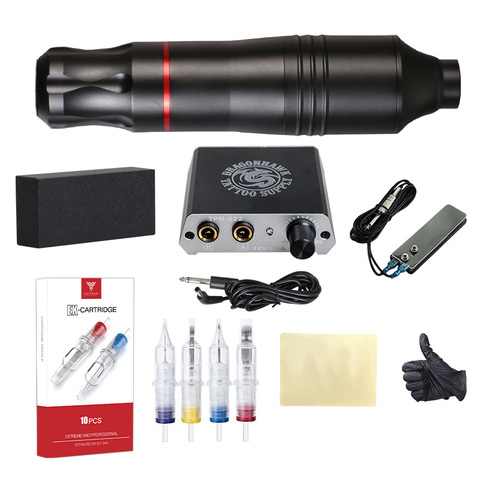 Compelte Attoo Pen Kit Set Permanent Makeup Kit Rotary Machines Mini Power Tattoo Cartridge Needles Supply ► Photo 1/6