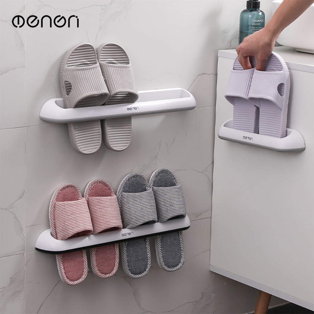 Buy Online Bathroom Slippers Rack Wall Mounted Plastic Shoe Storage Rack Simple Bathroom Daily Rack Double Slippers Rack Alitools