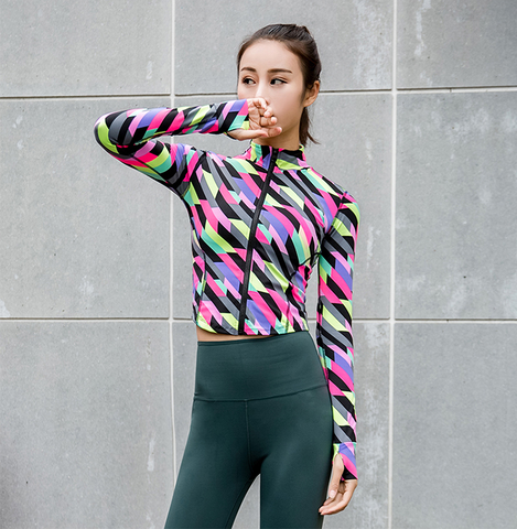 Women Sports Running Long-sleeved Standing-collar Zipper Gymnasium Fast-drying Blouse Women's Breathing Yoga Short-style Coat ► Photo 1/6