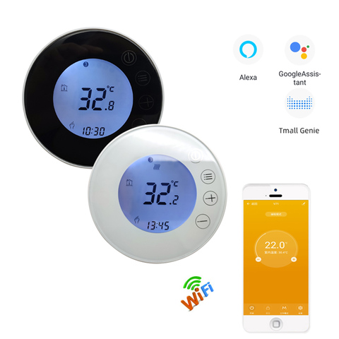 Tuya WIFI Round Thermostat floor X7H 110V 230V Touch Screen Programmable Warm Floor Controller wireless heating ► Photo 1/1