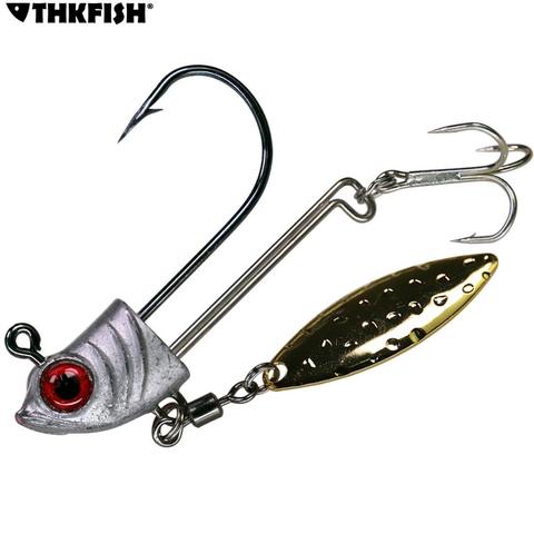 1 piece 7g 10g 17g Lead Jig Head Fishing Hook With Blade Spoon 3D Eyes Jigging Hook for Soft Worm Fishing Accessories ► Photo 1/6