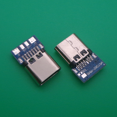 10pcs USB 3.1 Type C Connector 14 Pin Female Socket receptacle Through Holes PCB 180 Vertical Shield USB-C ► Photo 1/2