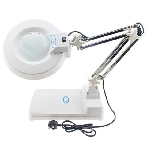 220V Electronic 10X Desk Clip-on Magnifying Glass Lamp LED Lighted Illuminated Optical Magnifier Folding Stand for PCB Inspectio ► Photo 1/6