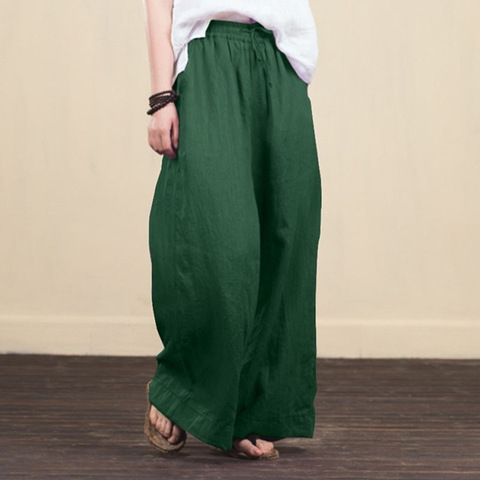 Wide Leg Pants Casual Cotton And Linen Loose Women's Trousers Fashion And Elegant Women's Trousers Hot New Spring And Summer ► Photo 1/6