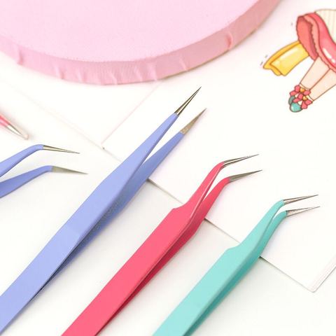 Candy Color Stainless Steel Tweezers Macaron Color Tape Sticker Tool Journal Gadgets Simple Practical Portable Tweezers ► Photo 1/5