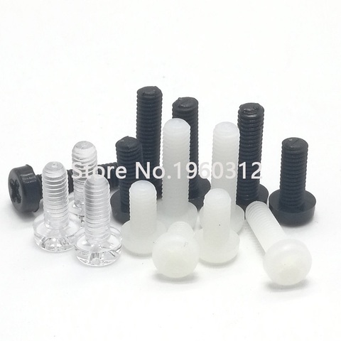 50pcs M2 m2.5 m3 m4 DIN7985 ISO7045 white or black nylon screw or Transparent Plastic phillips Cross Recessed round head Screws ► Photo 1/5