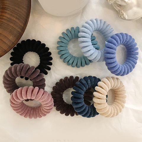High Elasticity Telephone Coil Hairbands Women Spiral Hair Ties Girls Hair Rings Rope Solid Color Hair Accessories Gum Scrunchy ► Photo 1/6