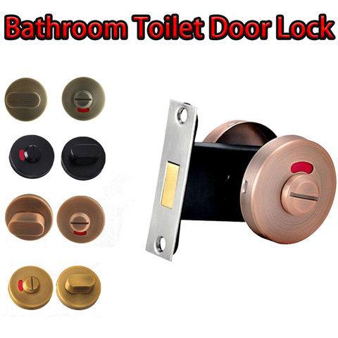 Round Bathroom Indicator Thumb Turn Stainless Steel Deadbolt Lock Bolt Toilet WC Latch Vacant Engaged Door Lock Set ► Photo 1/6