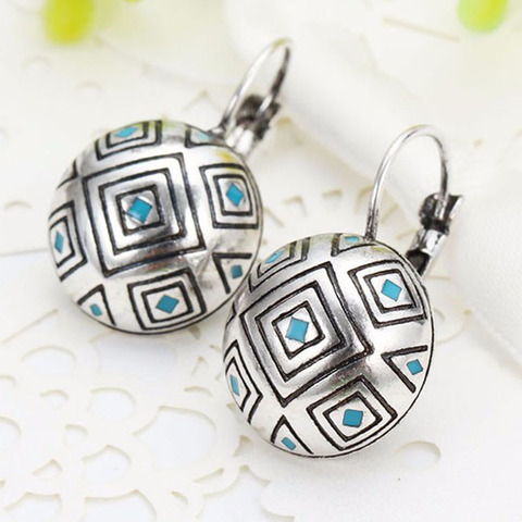 Shineland Vintage Trendy Bijoux Drop Earrings Fashion Geometric Round Enamel Earring For Women Boho Style Party Jewelry Gift ► Photo 1/6