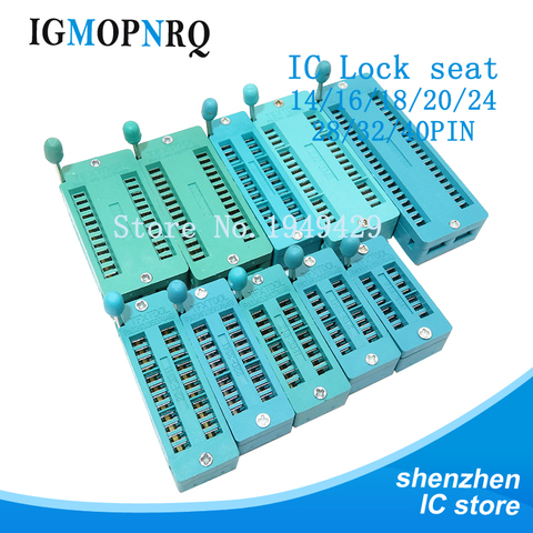 1pcs/lot 14 16 18 20 24 28 32 40 Pin 2.54MM Green DIP Universal ZIF IC Socket Test Solder Type IC lock seat zif socket ► Photo 1/3