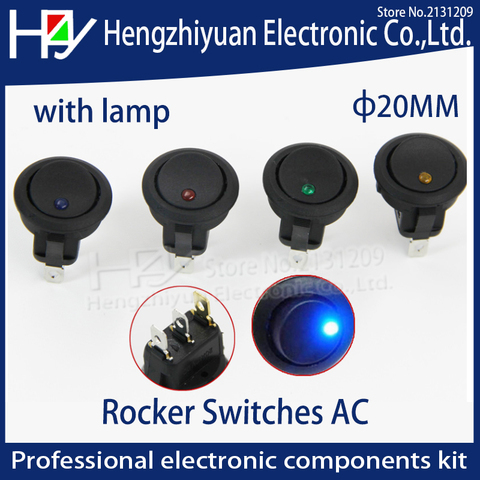 LED illuminated Car Dashboard Dash Boat Toggle SPST 20A 12V DC Rocker switch Dot Light 3 pins ON-OFF 20MM Automobile Switch ► Photo 1/5