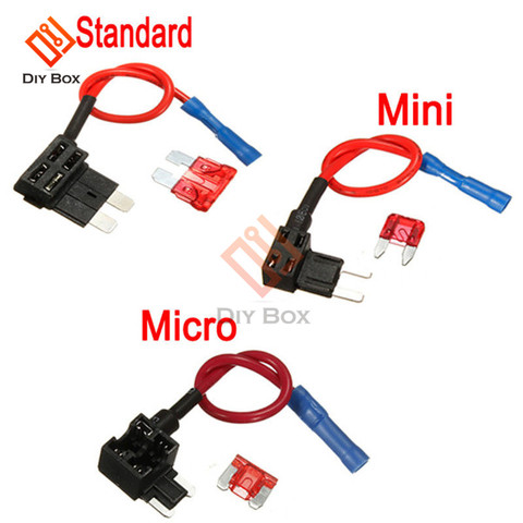 12V Fuse Holder Add-a-circuit TAP Adapter Micro Mini Standard ATM APM Blade Auto Fuse with 10A Blade Car Fuse With Holder ► Photo 1/1