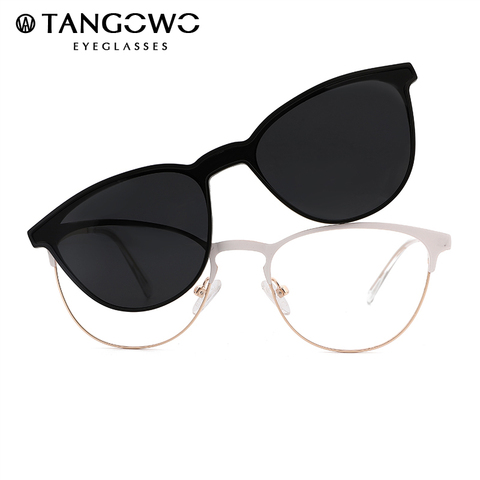 TANGOWO Vintage Cateye Sunglasses Women Clip on Brand Designer Optical Myopia Eyeglass Frame Prescription glasses Multifunction ► Photo 1/6