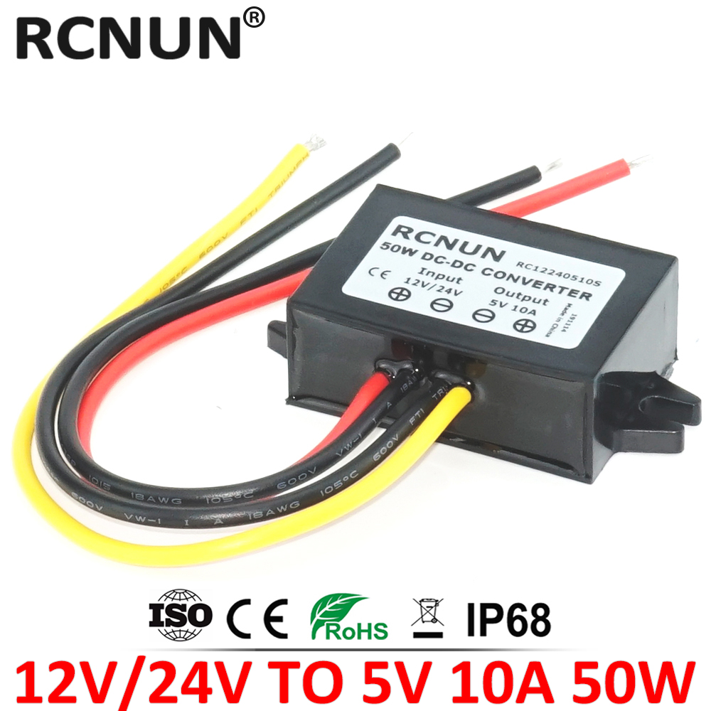 Voltage converter from 8-50V to 5V, 3A, 15W, IP68