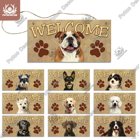 Putuo Decor Dog Plaques Wood Sign Friendship Wooden Pendant Hanging Signs for Wooden Hanging Dog House Decoration Dog Plate ► Photo 1/6
