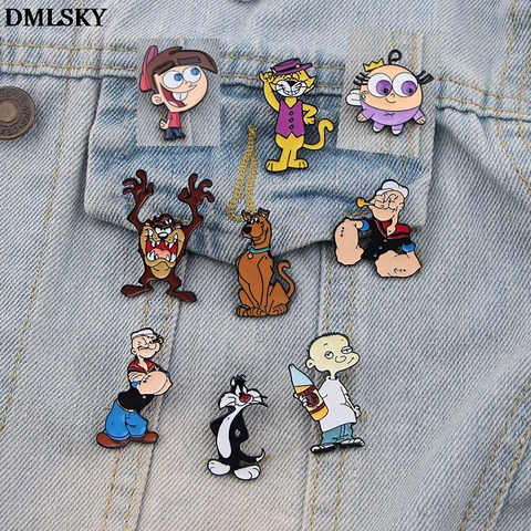 DMLSKY Cartoon Monster Pin Metal Enamel Pins and Brooches for Fashion Lapel Pin Backpack Bags Badge Kids Gifts M4348 ► Photo 1/6