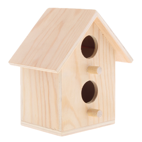 Birdhouse - Cage Rough Wood Perch Hut - Wooden Cabin Birdhouse for Birds ► Photo 1/5