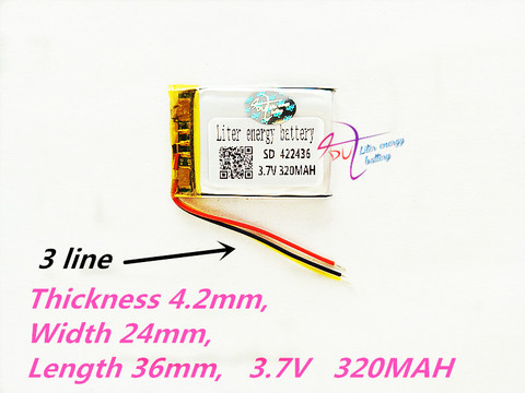 3 line 422436 3.7V 320MAH 402535 Polymer lithium ion / Li-ion battery for TOY,POWER BANK,GPS,mp3,mp4,cell phone,speaker ► Photo 1/3