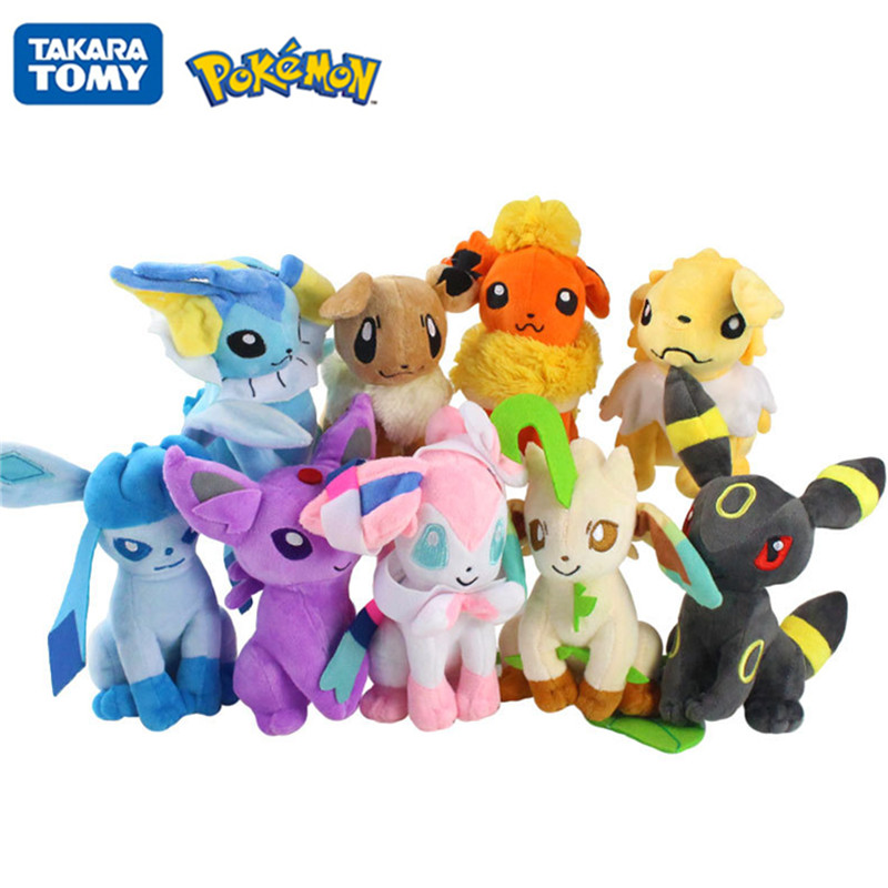 9PCS TAKARA TOMY Pokemon Pikachu Pokemon 20cm Glaceon Leafeon