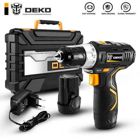 DEKO GCD12DU3 12V Max Electric Screwdriver Cordless Drill Mini Wireless Power Driver DC Lithium-Ion Battery 3/8-Inch 2-Speed ► Photo 1/6