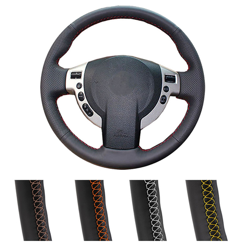 Black Car Steering Wheel Cover Customiz for Nissan QASHQAI X-Trail Nissan NV200 Rogue Artificial Leather Steering Wheel Braid ► Photo 1/6